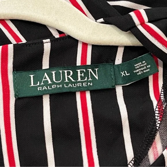 NWT Ralph Lauren Striped Wide-Leg Jumpsuit Black Red White Gold Hardware Size XL - Picture 7 of 10